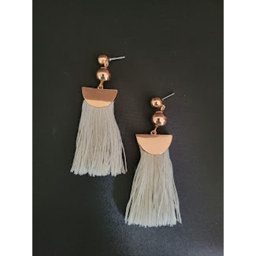 J. Crew Rose Gold‎ Earrings with White Fringe
